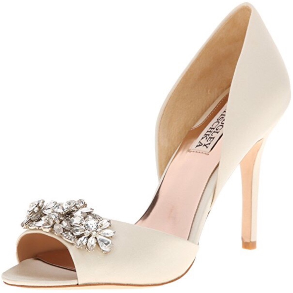 {Badgley Mischka} Giana Ivory Satin Wedding Heels - Picture 7 of 8